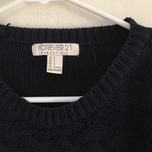 Forever 21 Navy Cableknit Cozy Crewneck Sweater - Picture 4 of 5